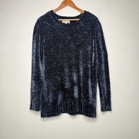 Orvis Sweaters - Orvis Women Large Navy Blue Chenille Crew Neck Long Sleeve Plush Cozy‎ Sweater